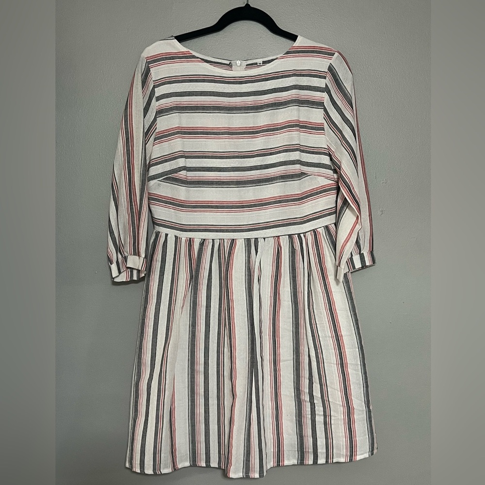 Women’s 3/4 length sleeve Multicolor Striped Dress size M